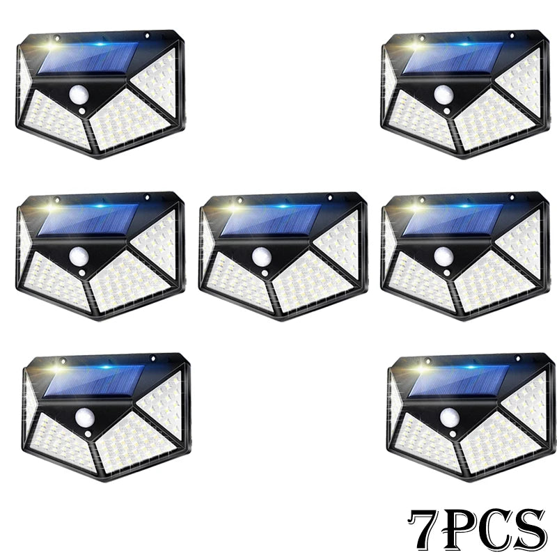 Najnowocześniejsze lampy solarne z czujnikiem ruchu – 100 LED, 3 tryby, wodoodporne IP65