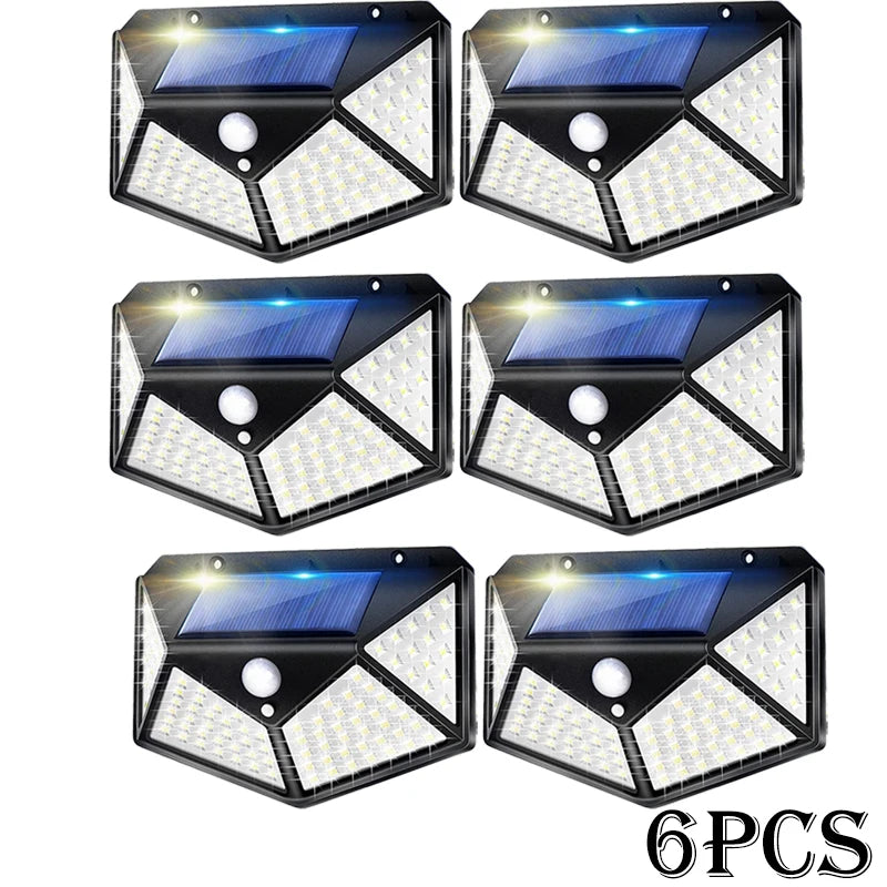 Najnowocześniejsze lampy solarne z czujnikiem ruchu – 100 LED, 3 tryby, wodoodporne IP65