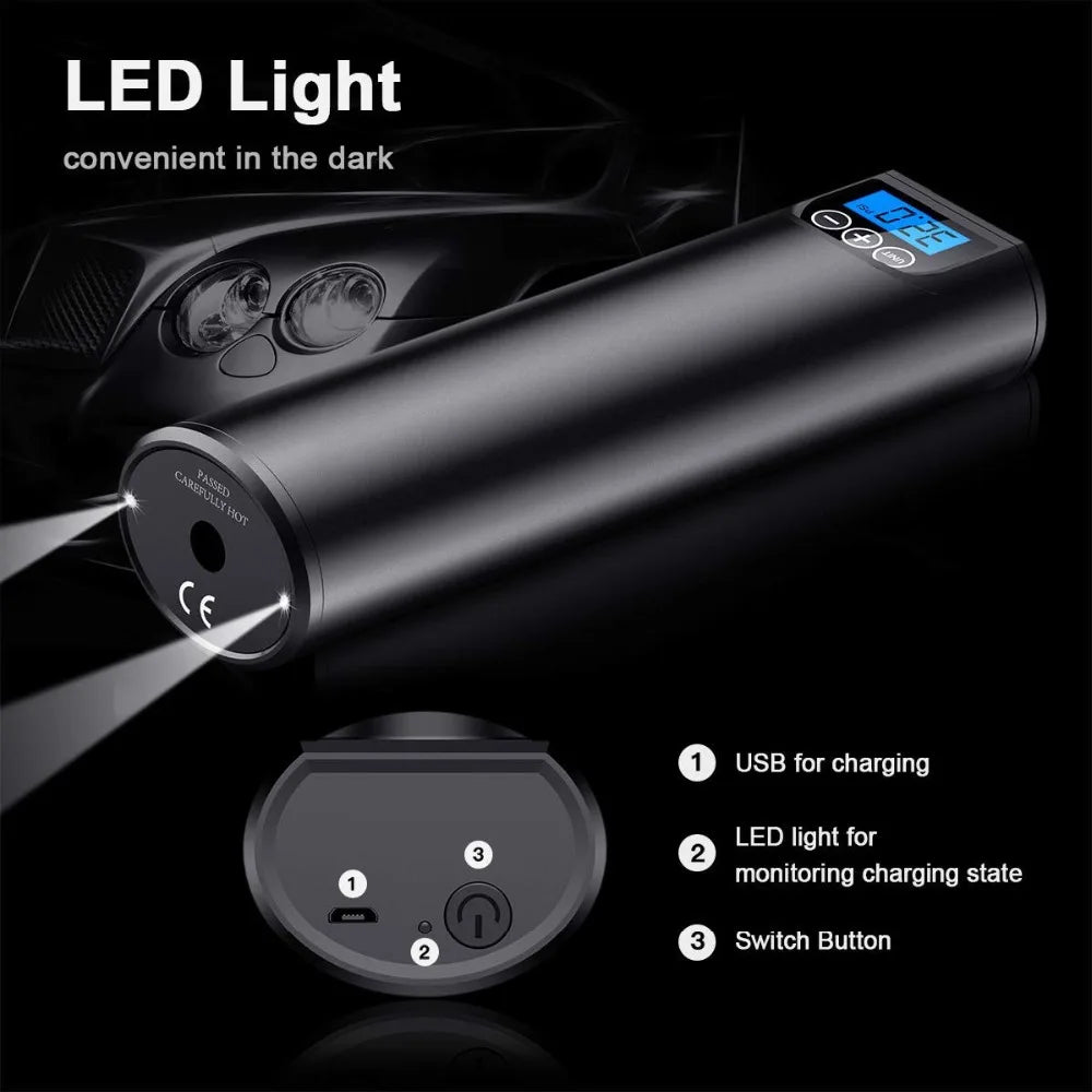 12V 150PSI akumulatorowa pompa powietrza, inflator do opon bezprzewodowy przenośny kompresor, cyfrowa pompa do opon samochodowych, rowerowych