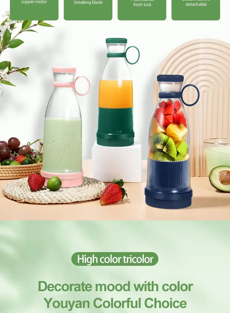 Przenośny blender USB z 6 ostrzami, idealny do smoothie, koktajli i świeżych soków. Lekki, szybki i wygodny.