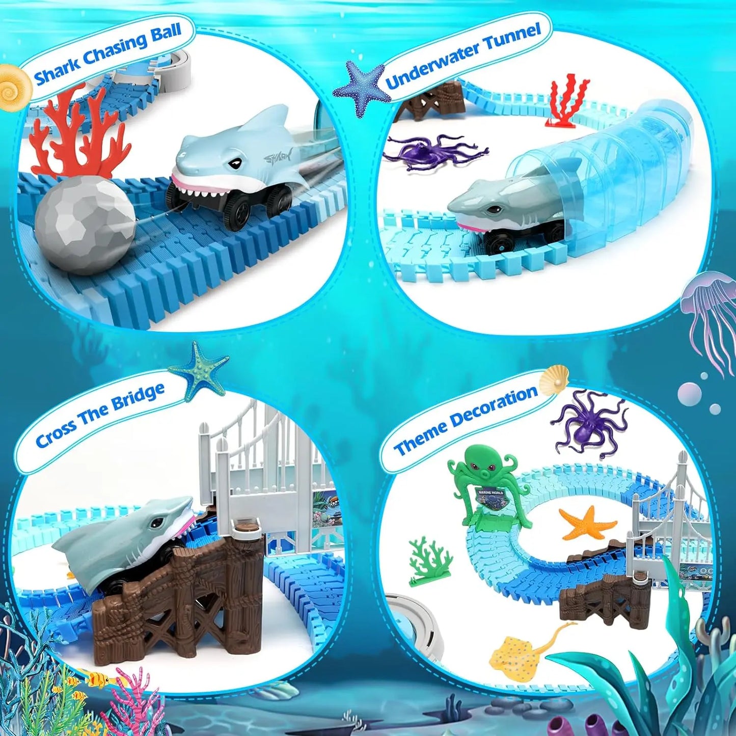 VATOS Shark Race – elastyczny tor wyścigowy z motywem oceanicznym dla dzieci 3+