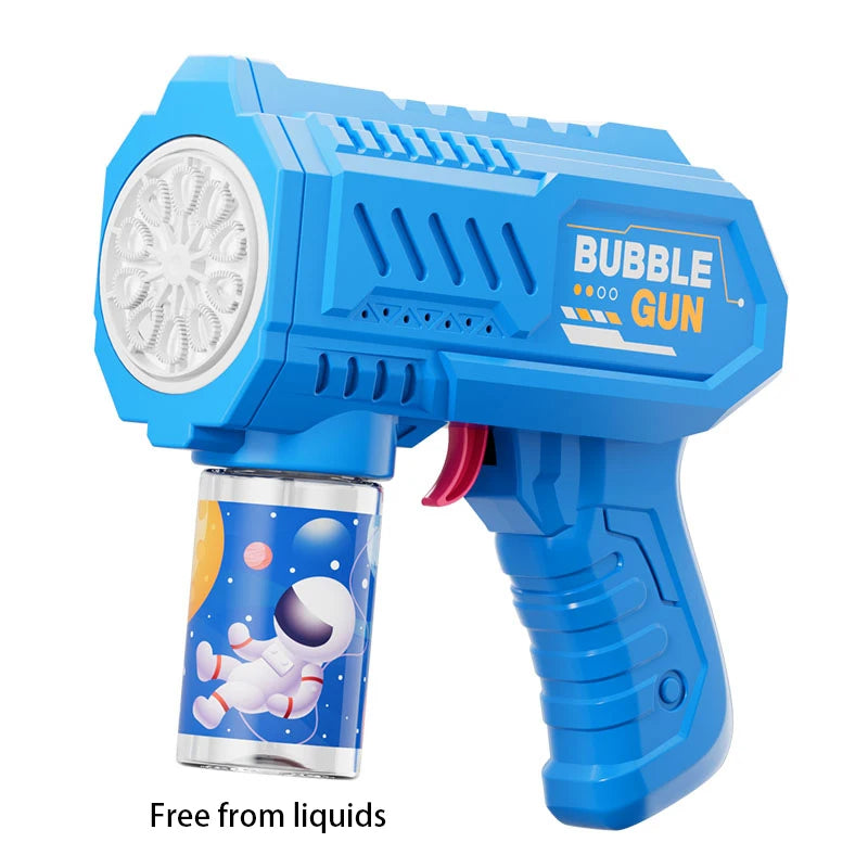 Kolorowy pistolet do baniek z efektem świetlnym, idealny na lato. Automatyczna zabawa, bez rozlewania.
