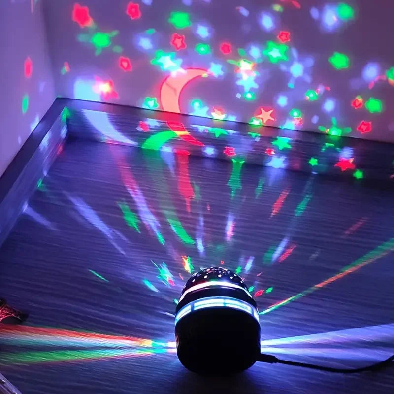 LED Gwiezdne Lampki Nocne – Obrotowa Lampa Projektor Księżyca i Gwiazd USB, do Dekoracji Domu i Pokoju