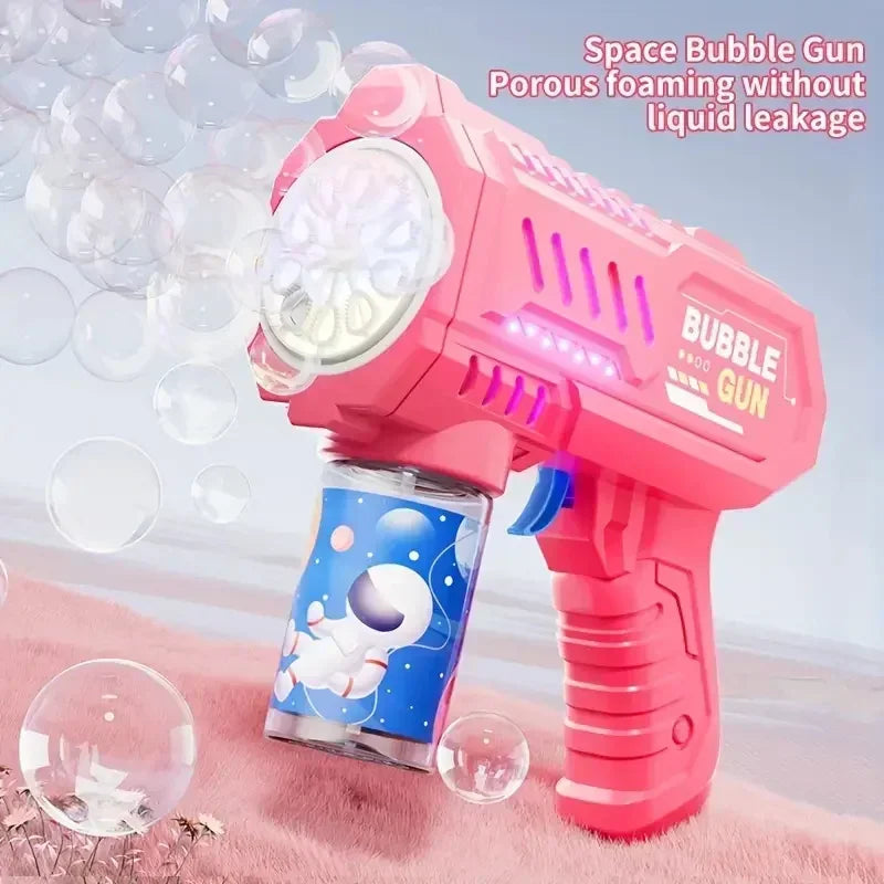 Kolorowy pistolet do baniek z 10 otworami, bez baterii, idealny do zabawy dzieci na świeżym powietrzu.