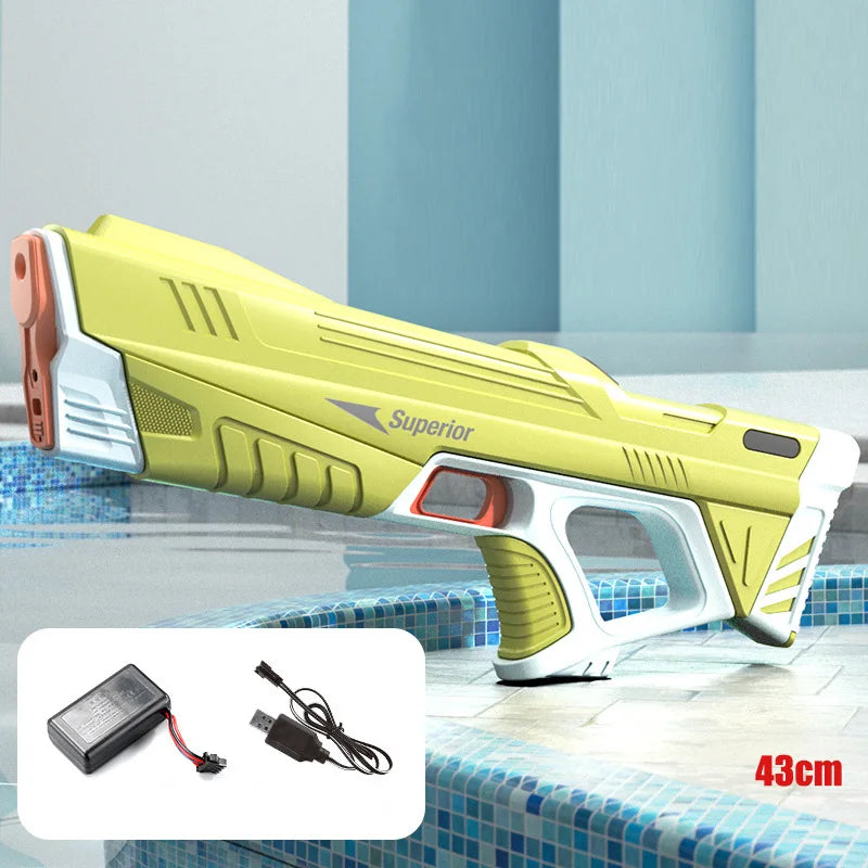 43 cm W pełni elektryczny automatyczny pistolet na wodę – przenośna zabawka dla dzieci do letnich bitew wodnych na plaży.