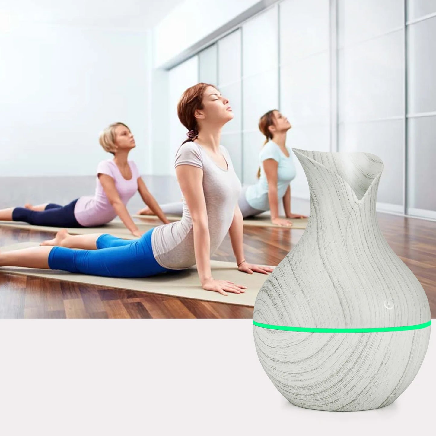 Mini nawilżacz powietrza USB 130ML z efektem drewna – dyfuzor aromaterapii LED do olejków eterycznych i chłodnej mgiełki.
