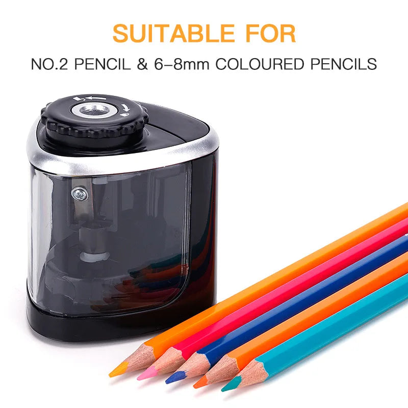 Electric Auto Pencil Sharpener for Students, Helical Steel Blade Sharpener for Artists, Colored Pencils for Kids and Adults 8005