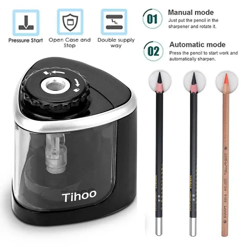 Electric Auto Pencil Sharpener for Students, Helical Steel Blade Sharpener for Artists, Colored Pencils for Kids and Adults 8005