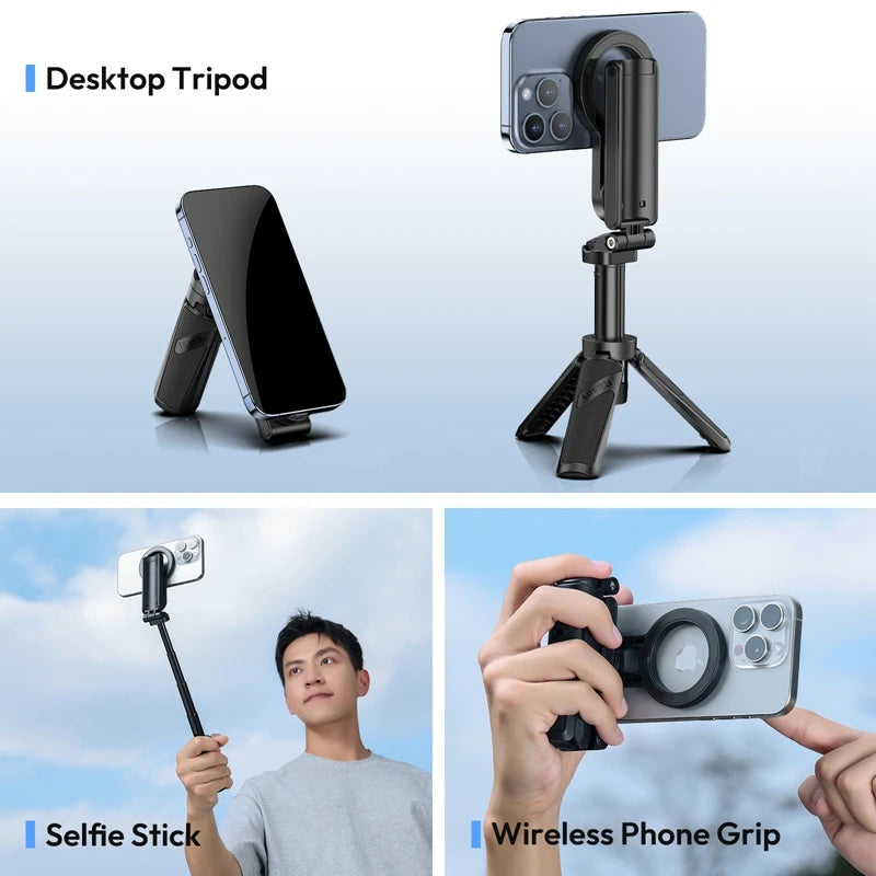 Magnetyczny statyw i selfie stick Ulanzi JJ03 z pilotem Bluetooth – idealny do iPhone 16–13 Pro Max, nagrań i streamingu.
