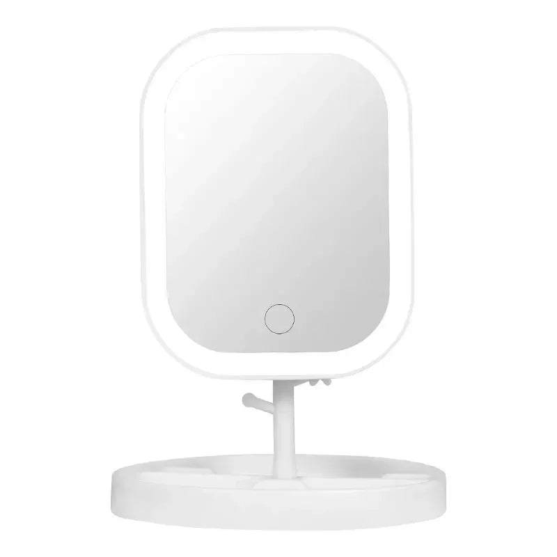 Lusterko kosmetyczne LED z dotykowym sterowaniem – 3 tryby światła, regulacja jasności, składane, ładowanie USB