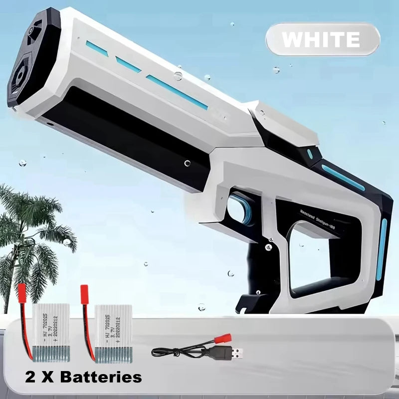 W pełni automatyczny elektryczny pistolet na wodę 43 cm – przenośna zabawka na plażę, idealna do walk wodnych dla dzieci.