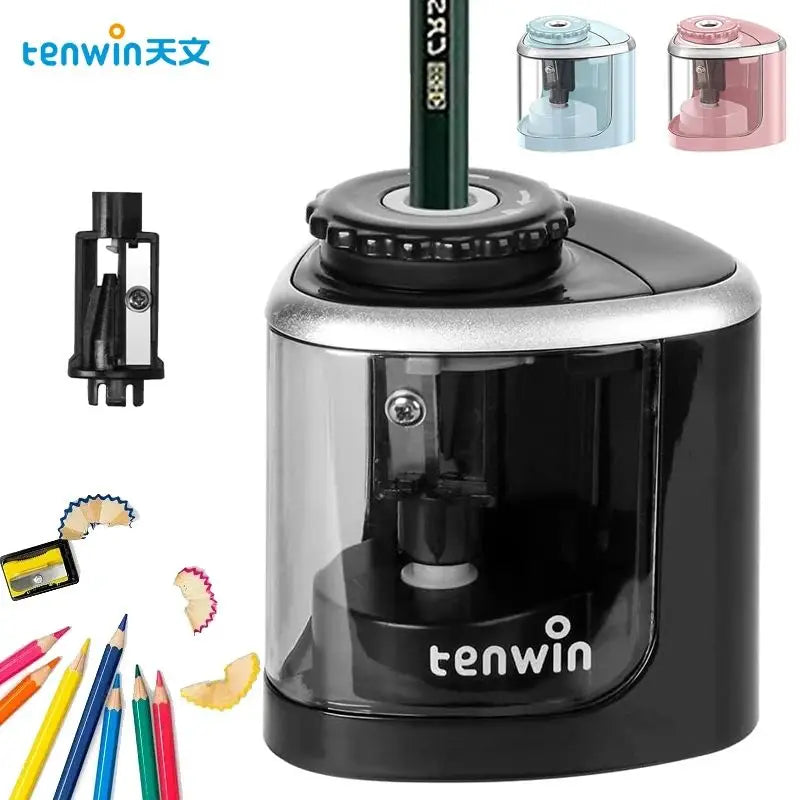 Electric Auto Pencil Sharpener for Students, Helical Steel Blade Sharpener for Artists, Colored Pencils for Kids and Adults 8005
