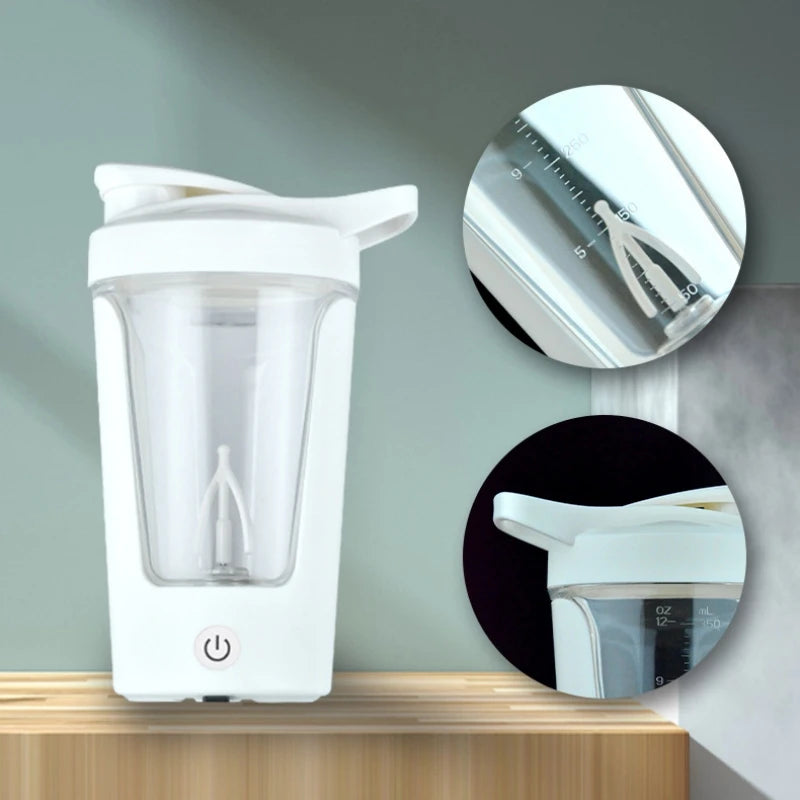 Elektryczny shaker do odżywek 350 ml – automatyczny kubek miksujący z USB, idealny do białka, kawy i koktajli
