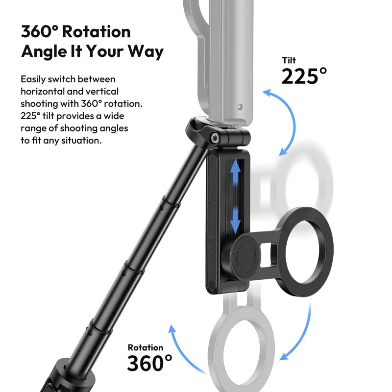 Magnetyczny statyw i selfie stick Ulanzi JJ03 z pilotem Bluetooth – idealny do iPhone 16–13 Pro Max, nagrań i streamingu.