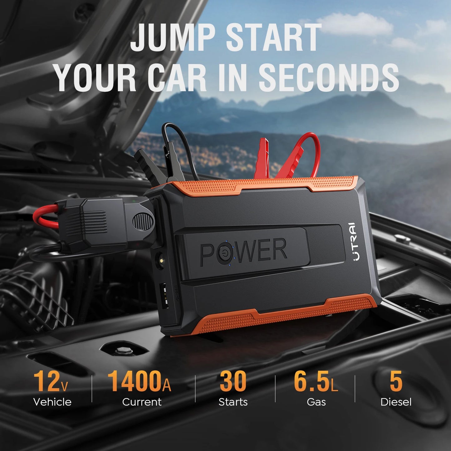UTRAI Auto Jump Starter 1400A – przenośny booster akumulatora i power bank 2w1