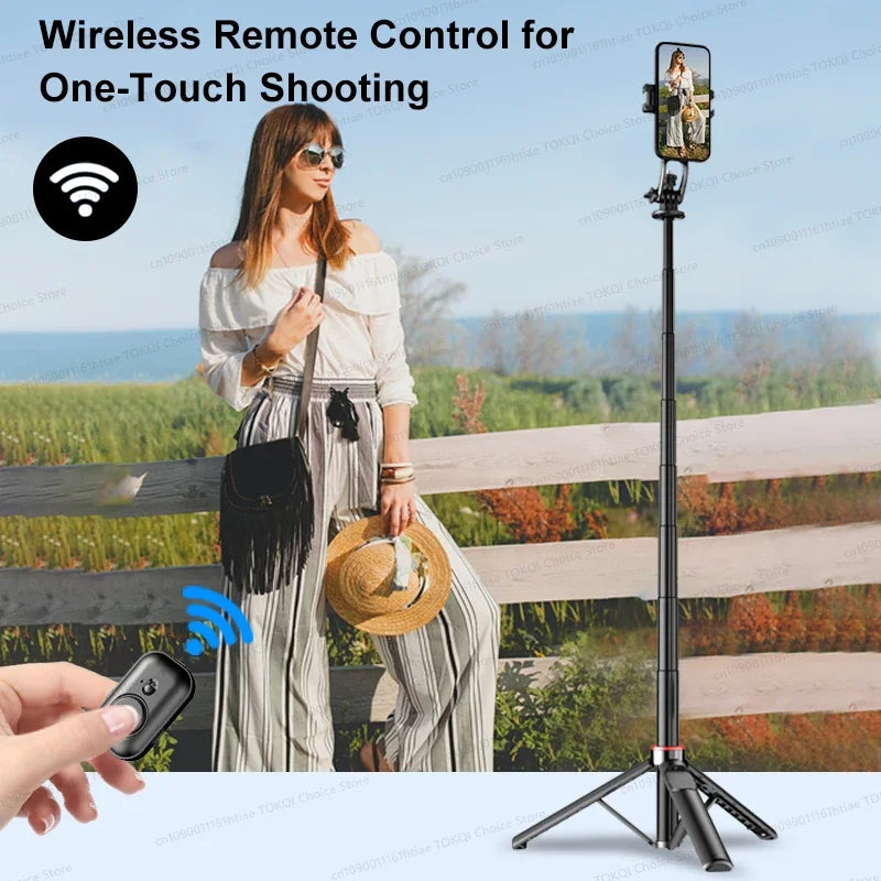 Magnetyczny statyw do selfie do iPhone'a 12-16 Pro Max, 51-calowy statyw podróżny z Magsafe, zacisk do telefonu do smartfona z systemem Android