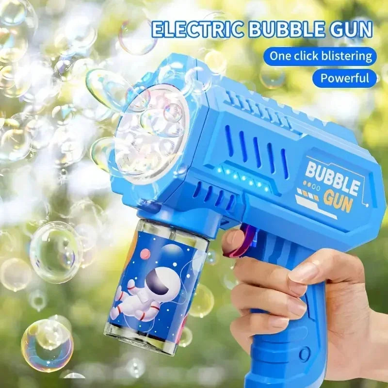 Kolorowy pistolet do baniek z 10 otworami, bez baterii, idealny do zabawy dzieci na świeżym powietrzu.