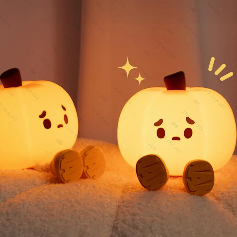 Touch Sensor Silicone LED Night Light Cute Pumpkin Ghost Table Lamps USB Rechargeable Dimmable Bedroom Sleep Lamps Room Decor