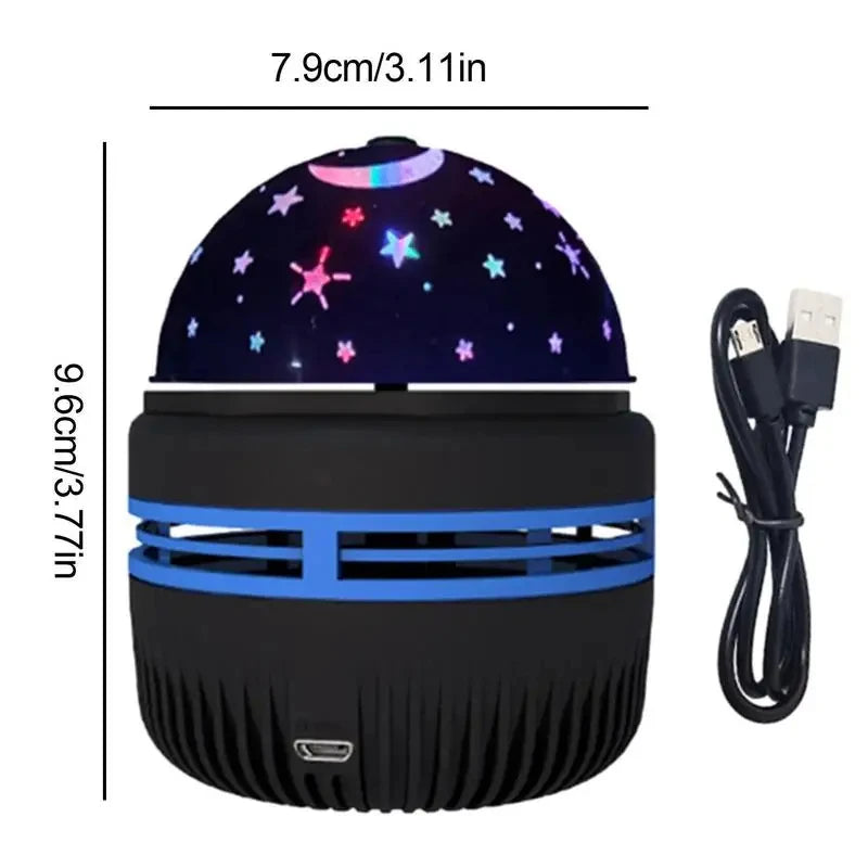 LED Gwiezdne Lampki Nocne – Obrotowa Lampa Projektor Księżyca i Gwiazd USB, do Dekoracji Domu i Pokoju