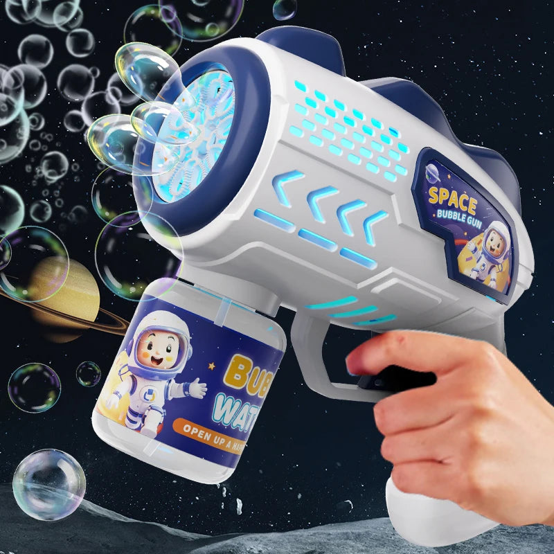 Kosmiczny Astronauta – Automatyczny Pistolet do Baniek z Płynem, zabawka dla dzieci. Kolorowe bańki, świetna zabawa!