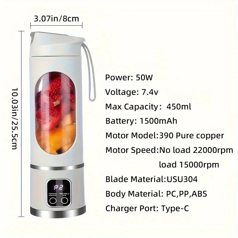 Elektryczny kubek do soków – przenośny blender USB. Idealny na smoothie, soki, koktajle. Bezprzewodowy, lekki, podręczny.
