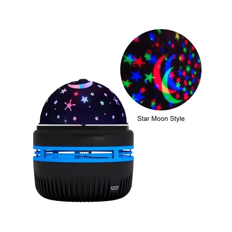 LED Gwiezdne Lampki Nocne – Obrotowa Lampa Projektor Księżyca i Gwiazd USB, do Dekoracji Domu i Pokoju
