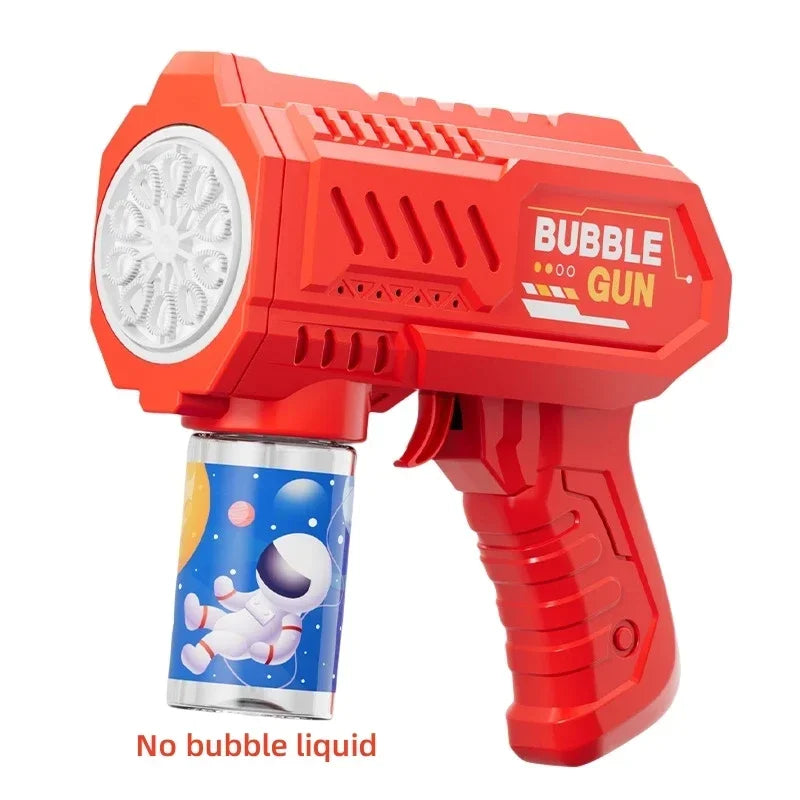 Kolorowy pistolet do baniek z 10 otworami, bez baterii, idealny do zabawy dzieci na świeżym powietrzu.