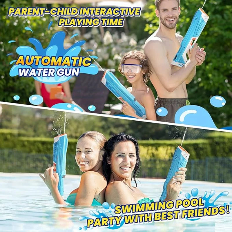 W pełni automatyczny elektryczny pistolet na wodę 43 cm – przenośna zabawka na plażę, idealna do walk wodnych dla dzieci.
