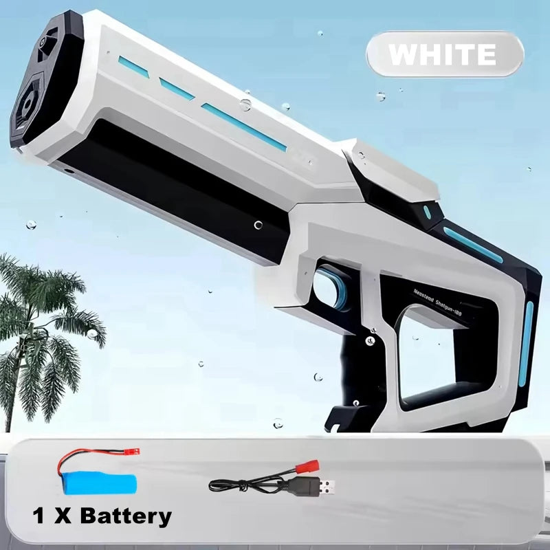 W pełni automatyczny elektryczny pistolet na wodę 43 cm – przenośna zabawka na plażę, idealna do walk wodnych dla dzieci.