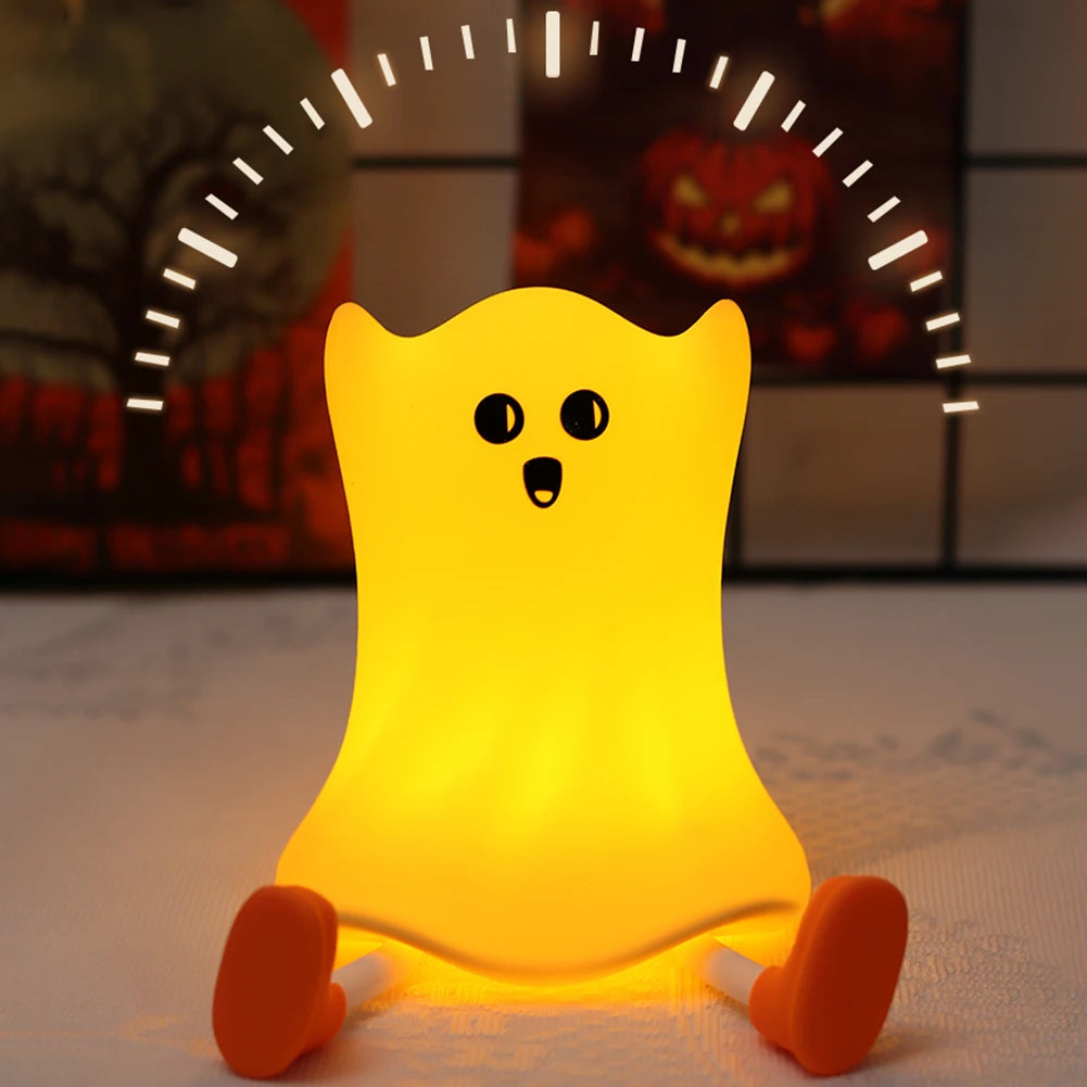 Touch Sensor Silicone LED Night Light Cute Pumpkin Ghost Table Lamps USB Rechargeable Dimmable Bedroom Sleep Lamps Room Decor