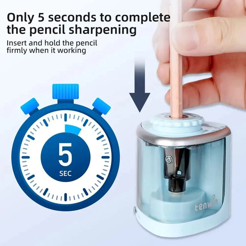 Electric Auto Pencil Sharpener for Students, Helical Steel Blade Sharpener for Artists, Colored Pencils for Kids and Adults 8005