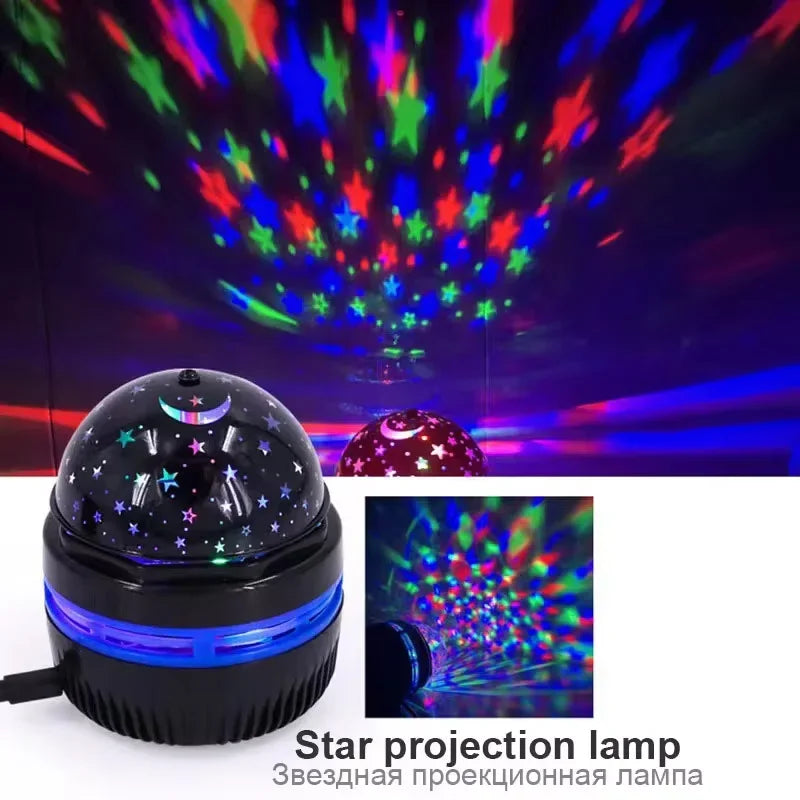 LED Gwiezdne Lampki Nocne – Obrotowa Lampa Projektor Księżyca i Gwiazd USB, do Dekoracji Domu i Pokoju