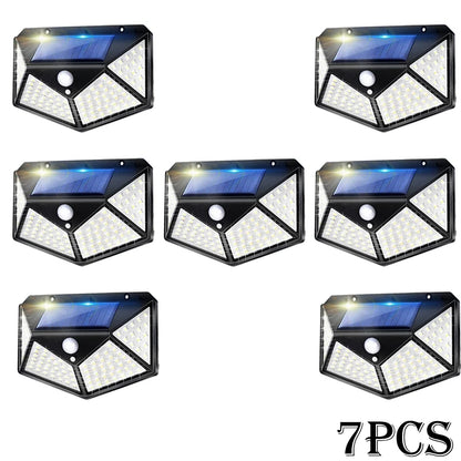 Najnowocześniejsze lampy solarne z czujnikiem ruchu – 100 LED, 3 tryby, wodoodporne IP65