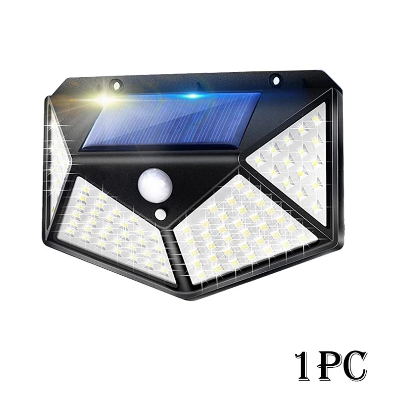 Najnowocześniejsze lampy solarne z czujnikiem ruchu – 100 LED, 3 tryby, wodoodporne IP65