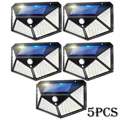 Najnowocześniejsze lampy solarne z czujnikiem ruchu – 100 LED, 3 tryby, wodoodporne IP65