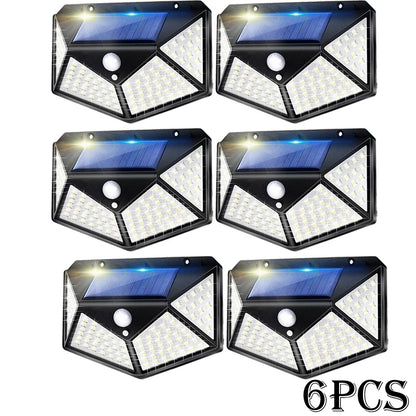 Najnowocześniejsze lampy solarne z czujnikiem ruchu – 100 LED, 3 tryby, wodoodporne IP65