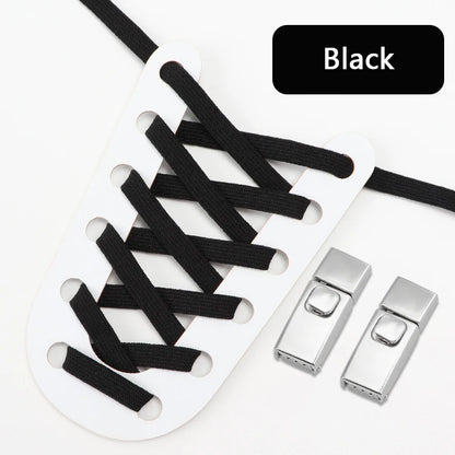 8mm Double-Layer Elastic Press Lock Shoelaces Printed No Tie Shoe Laces Accessories for Sneakers