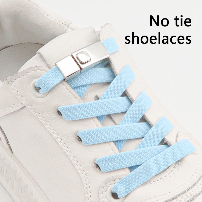 8mm Double-Layer Elastic Press Lock Shoelaces Printed No Tie Shoe Laces Accessories for Sneakers