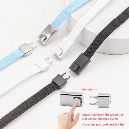 8mm Double-Layer Elastic Press Lock Shoelaces Printed No Tie Shoe Laces Accessories for Sneakers