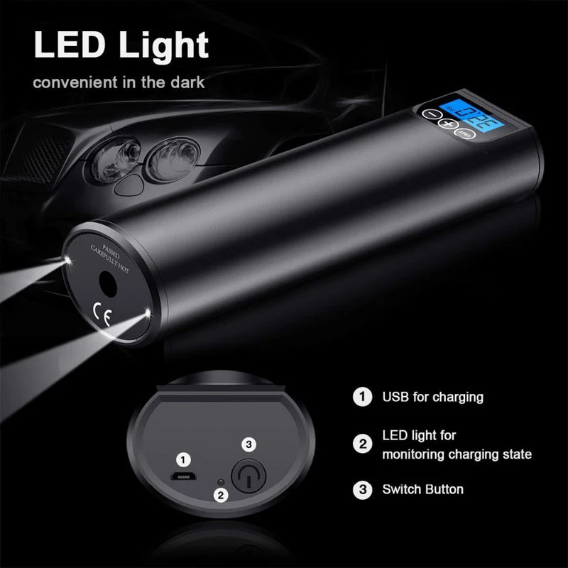 12V 150PSI akumulatorowa pompa powietrza, inflator do opon bezprzewodowy przenośny kompresor, cyfrowa pompa do opon samochodowych, rowerowych