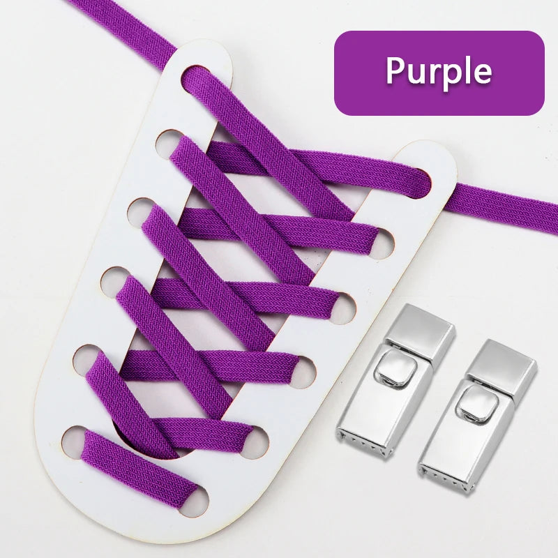 8mm Double-Layer Elastic Press Lock Shoelaces Printed No Tie Shoe Laces Accessories for Sneakers