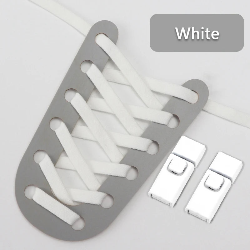 8mm Double-Layer Elastic Press Lock Shoelaces Printed No Tie Shoe Laces Accessories for Sneakers
