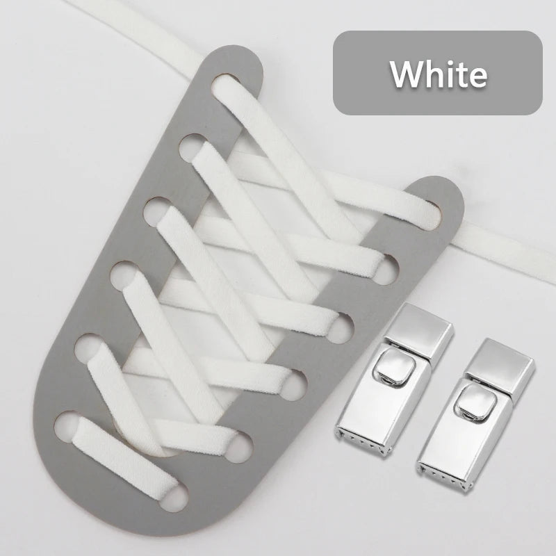 8mm Double-Layer Elastic Press Lock Shoelaces Printed No Tie Shoe Laces Accessories for Sneakers