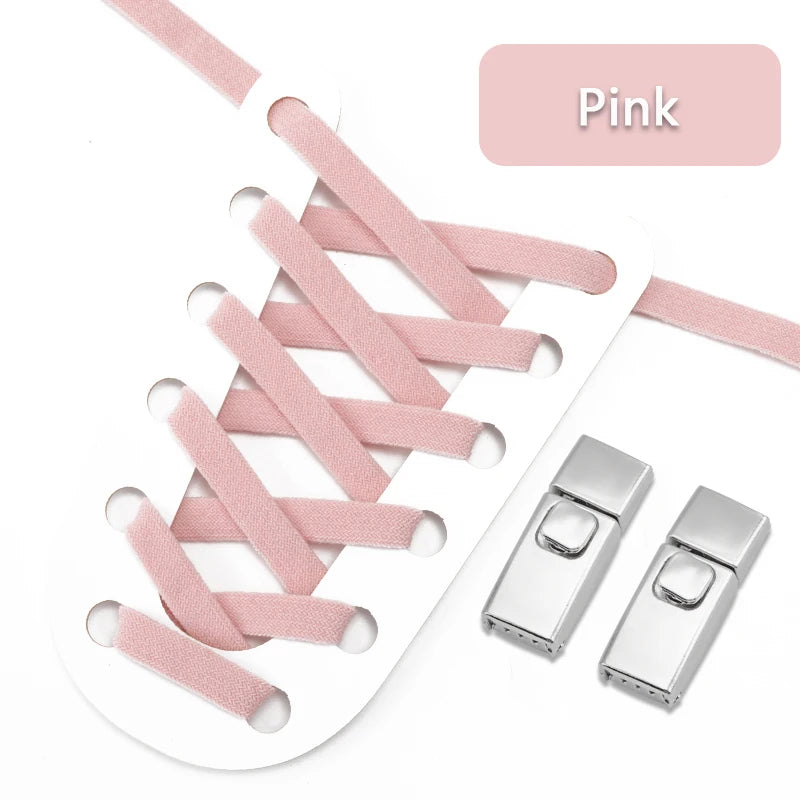 8mm Double-Layer Elastic Press Lock Shoelaces Printed No Tie Shoe Laces Accessories for Sneakers