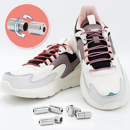 1 Pair Round Elastic No Tie Shoelaces Colorful Sneakers Cordless Shoelaces Glitter Kids Adult Quick Rubber Bands Shoe Laces
