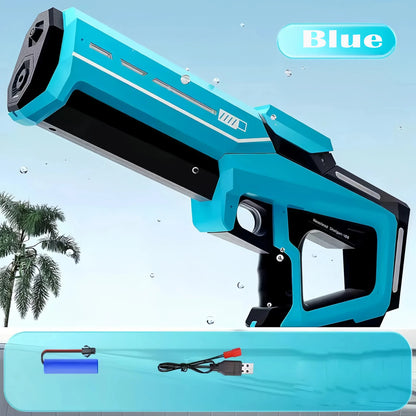43 cm W pełni elektryczny automatyczny pistolet na wodę – przenośna zabawka dla dzieci do letnich bitew wodnych na plaży.