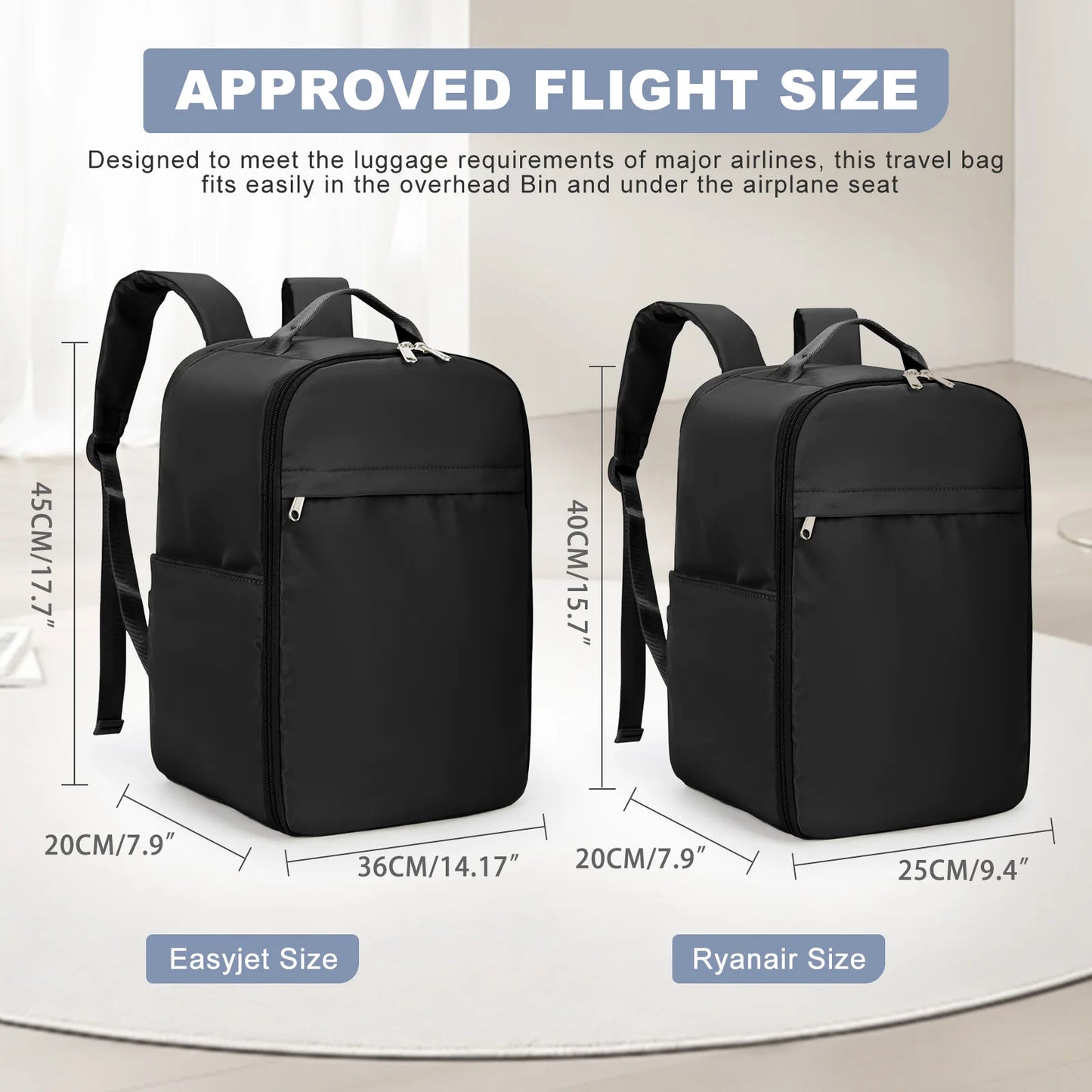 Plecak podróżny kabinowy 40×20×25 cm – idealny do Ryanair, EasyJet i innych linii lotniczych