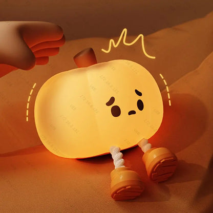 Touch Sensor Silicone LED Night Light Cute Pumpkin Ghost Table Lamps USB Rechargeable Dimmable Bedroom Sleep Lamps Room Decor