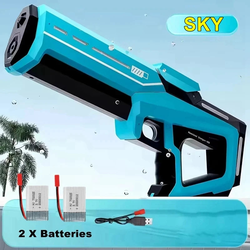 W pełni automatyczny elektryczny pistolet na wodę 43 cm – przenośna zabawka na plażę, idealna do walk wodnych dla dzieci.