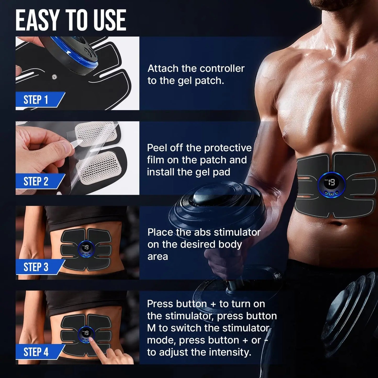 EMS stymulator mięśni do masażu, terapii, rzeźbienia i budowy mięśni brzucha, ulga w bólu, fitness całego ciała.
